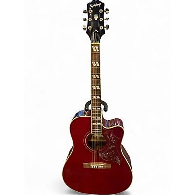Used Epiphone HUMMINGBIRD EC WINE RED Acoustic Electric Guitar
