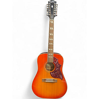 Used Epiphone Hummingbird 12 aged cherry sunburst 12 String Acoustic Electric Guitar