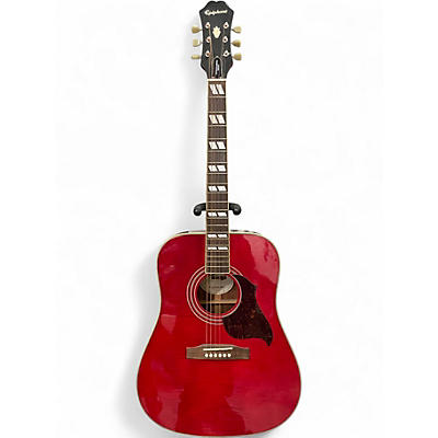 Used Epiphone Hummingbird Artist Candy Apple Red Acoustic Guitar