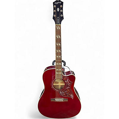 Used Epiphone Hummingbird EC Candy Apple Red Acoustic Electric Guitar