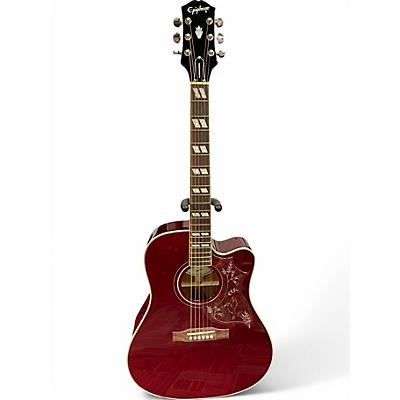 Used Epiphone Hummingbird EC Wine Red Acoustic Electric Guitar