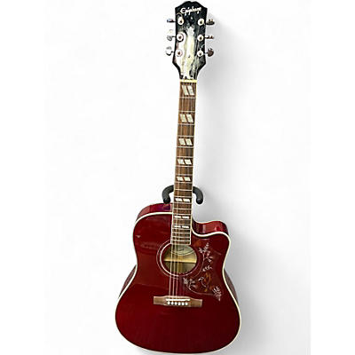 Used Epiphone Hummingbird Maroon Acoustic Guitar