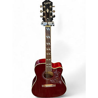 Used Epiphone Hummingbird Pro Trans Red Acoustic Electric Guitar