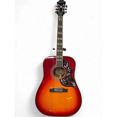 Used Epiphone Hummingbird hs Heritage Cherry Sunburst Acoustic Electric Guitar
