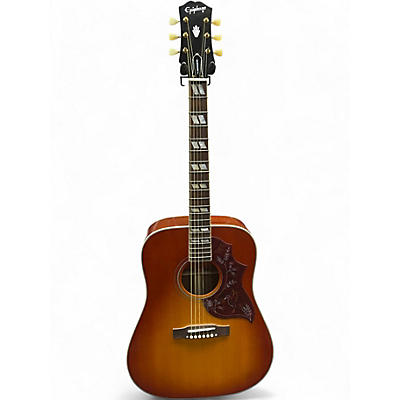Used Epiphone Hummingbird inspired by gibson Cherry Sunburst Acoustic Electric Guitar
