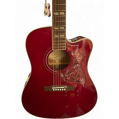 Used Epiphone INSPIRED BY HUMMINGBIRD Wine Red Acoustic Electric Guitar