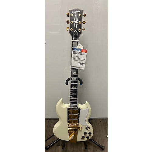 Epiphone Used Epiphone Inspired By Gibson Custom 1963 Les Paul SG With Maestro Vibrola Classic White Solid Body Electric Guitar Classic White