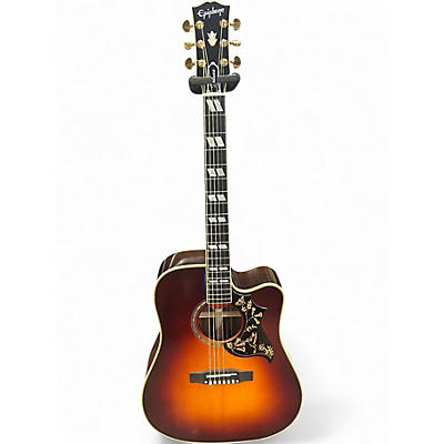 Used Epiphone Inspired By Gibson Hummingbird Deluxe EC Cherry Sunburst Acoustic Electric Guitar