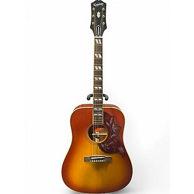 Used Epiphone Inspired by Gibson Hummingbird 2 Color Sunburst Acoustic Electric Guitar