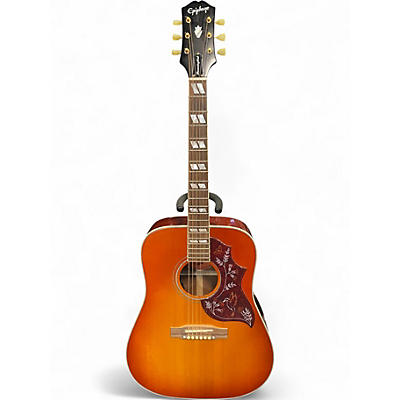 Used Epiphone Inspired by Gibson Hummingbird Cherry Sunburst Acoustic Electric Guitar