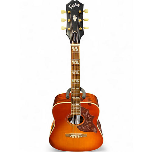 Used Epiphone Inspired by Gibson Hummingbird Faded Cherry Acoustic Electric Guitar Faded Cherry