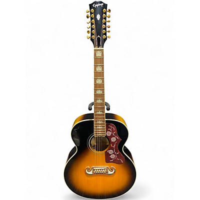 Used Epiphone J-200 2 Color Sunburst 12 String Acoustic Guitar