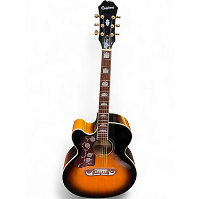 Used Epiphone J-200 EC Studio Left Handed Vintage Sunburst Acoustic Guitar