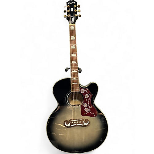 Used Epiphone J-200 EC Studio Transparent Ebony Burst Acoustic Electric Guitar Transparent Ebony Burst