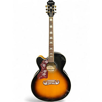 Used Epiphone J-200EC Studio 2 Tone Sunburst Acoustic Electric Guitar