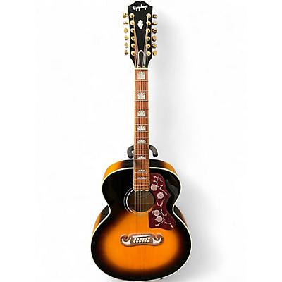 Used Epiphone J200-12  Vintage Sunburst 12 String Acoustic Electric Guitar