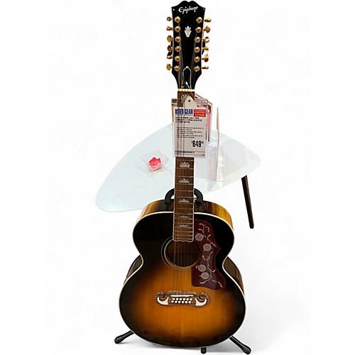 Used Epiphone J200 2 Tone Sunburst 12 String Acoustic Electric Guitar 2 Tone Sunburst