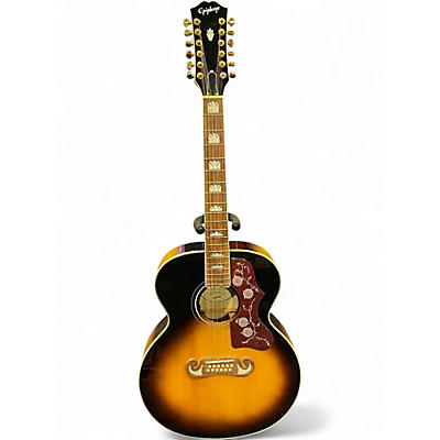 Used Epiphone J200 3 Tone Sunburst 12 String Acoustic Electric Guitar