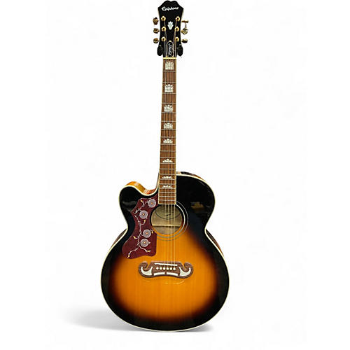 Used Epiphone J200 EC LEFT HANDED 2 Color Sunburst Acoustic Electric Guitar 2 Color Sunburst