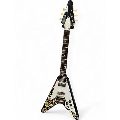 Used Epiphone Jimi Hendrix Love Drops Flying V Ebony Solid Body Electric Guitar