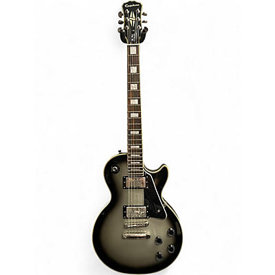 Used Epiphone LES PAUL CUSTOM PRO Black and Silver Solid Body Electric Guitar
