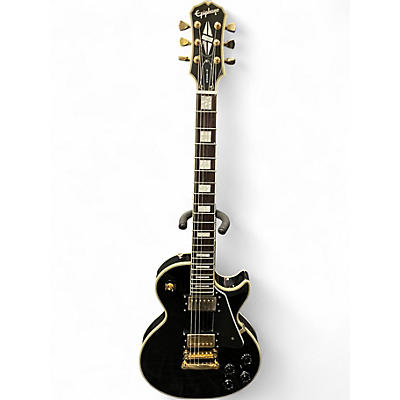 Used Epiphone LP CUSTOM Black and White Solid Body Electric Guitar