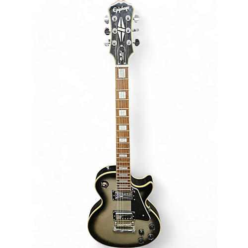 Used Epiphone Les Paul Custom Black and Silver Solid Body Electric Guitar Black and Silver