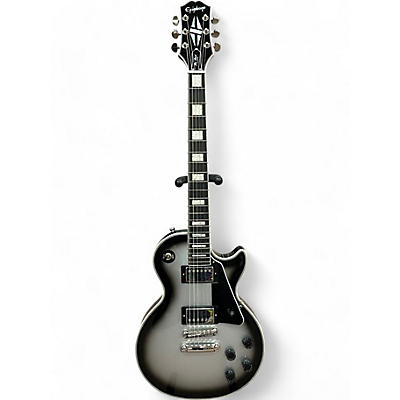 Used Epiphone Les Paul Custom Black and Silver Solid Body Electric Guitar