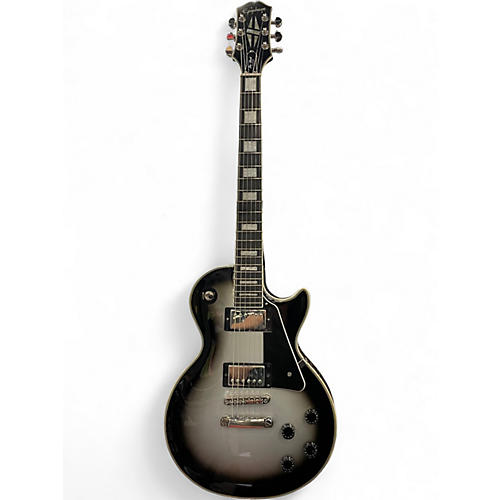 Used Epiphone Les Paul Custom Black and Silver Solid Body Electric Guitar Black and Silver