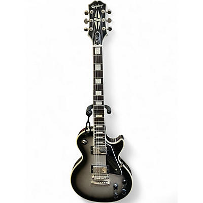 Used Epiphone Les Paul Custom Black and Silver Solid Body Electric Guitar