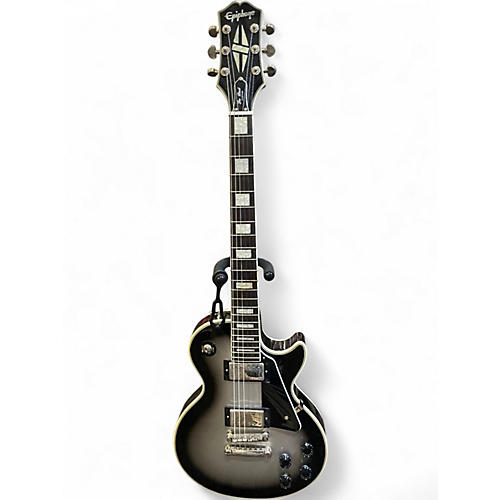 Used Epiphone Les Paul Custom Black and Silver Solid Body Electric Guitar Black and Silver