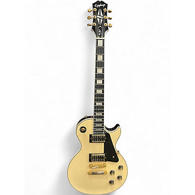 Used Epiphone Les Paul Custom Blackback Pro Antique Ivory Solid Body Electric Guitar