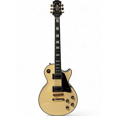 Used Epiphone Les Paul Custom Blackback Pro Antique Ivory Solid Body Electric Guitar