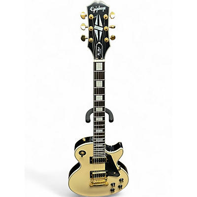 Used Epiphone Les Paul Custom Blackback Pro Antique Ivory Solid Body Electric Guitar