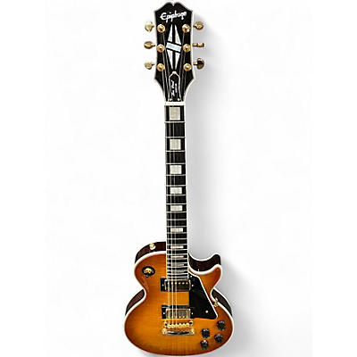 Used Epiphone Les Paul Custom Figured Iced Tea Burst Solid Body Electric Guitar
