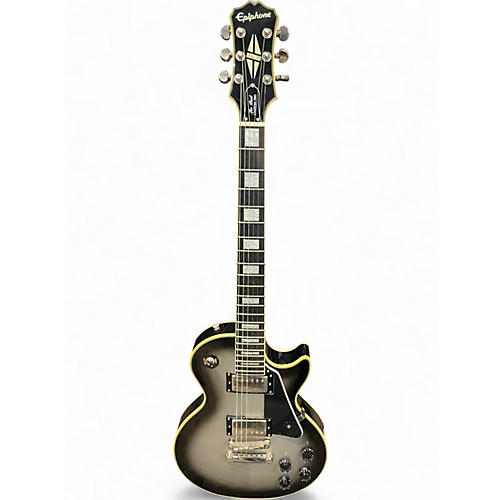 Used Epiphone Les Paul Custom Pro Black and Silver Solid Body Electric Guitar Black and Silver