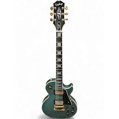 Used Epiphone Les Paul Custom Trans Blue Solid Body Electric Guitar