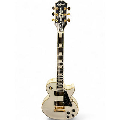 Used Epiphone Les Paul Custom white and gold Solid Body Electric Guitar