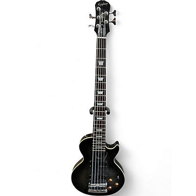 Used Epiphone Les Paul Standard 5 String Trans Black Electric Bass Guitar