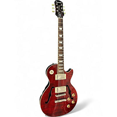 Used Epiphone Les Paul Standard Florentine Pro Trans Red Hollow Body Electric Guitar