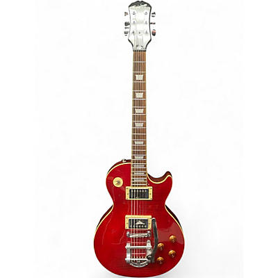 Used Epiphone Les Paul Standard Plain Top with Bigsby Trans Red Solid Body Electric Guitar