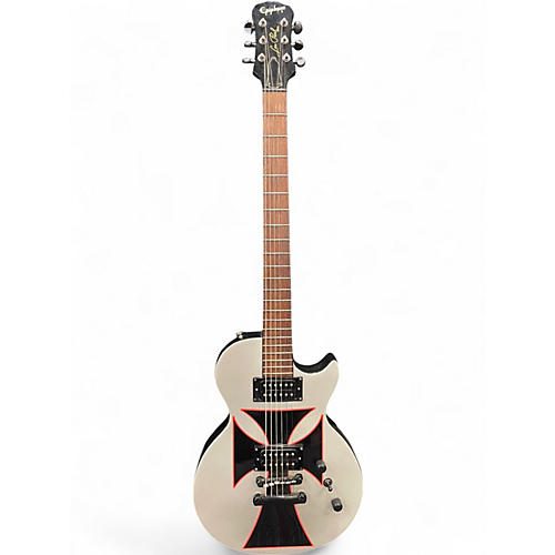 Used Epiphone Les paul Iron Cross  Silver Sparkle Solid Body Electric Guitar Silver Sparkle