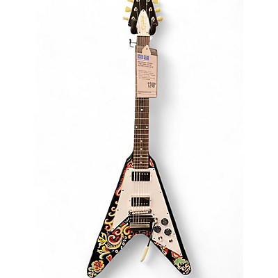 Epiphone Used Epiphone Love Drops Flying V Ebony with art Solid Body Electric Guitar