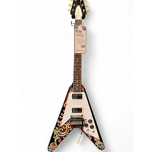 Epiphone Used Epiphone Love Drops Flying V Ebony with art Solid Body Electric Guitar Ebony with art