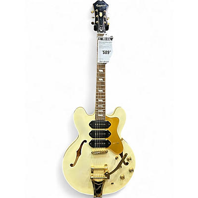 Used Epiphone Riviera Custom P93 Royale Pearl White Hollow Body Electric Guitar
