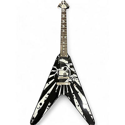 Epiphone Used Epiphone Robb Flynn Signature Baritone Flying V Black and White Solid Body Electric Guitar