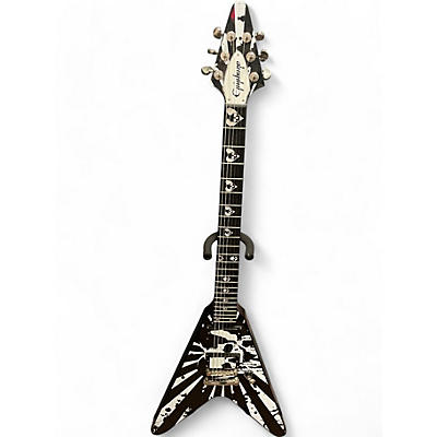 Epiphone Used Epiphone Robb Flynn Signature Baritone Flying V Black and White Solid Body Electric Guitar