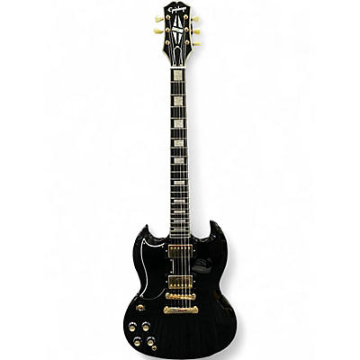 Used Epiphone SG Custom Left Handed Black and Gold Solid Body Electric Guitar