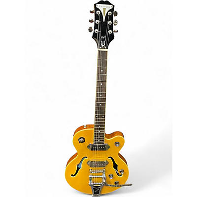 Used Epiphone Wildkat with Bigsby Yellow Flame Top Hollow Body Electric Guitar