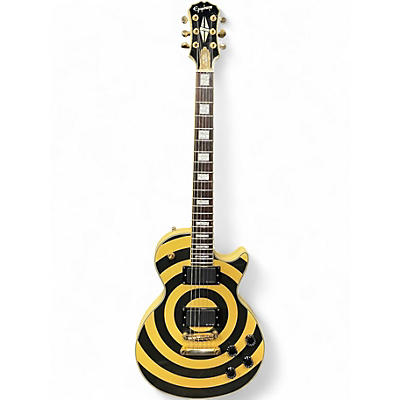 Used Epiphone Zakk Wylde Bullseye Les Paul Custom Plus Black and Yellow Solid Body Electric Guitar